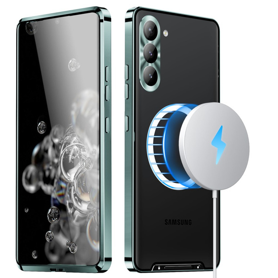 Ochranné pouzdro na fotoaparát pro Samsung Galaxy S23, CamShield MagSafe, transparentní / zelené