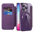 Klopové pouzdro pro iPhone 13 Pro Max, RFID Wallet MagSafe CamShield, fialové