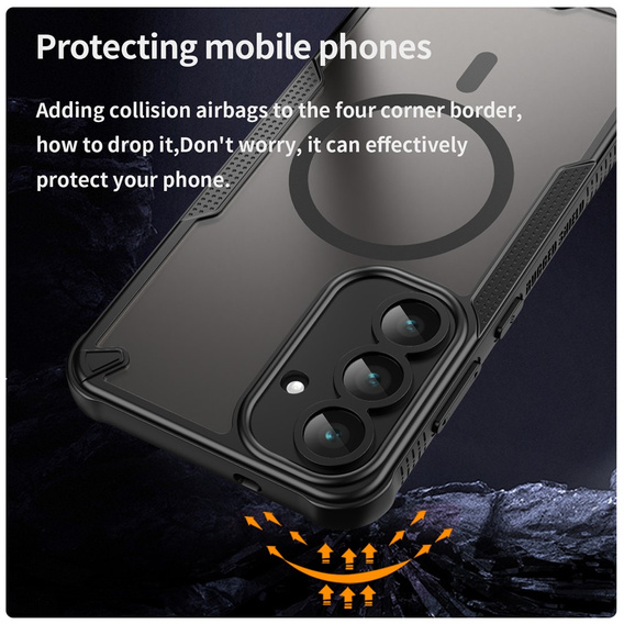 Pancéřové pouzdro pro Samsung Galaxy S25 FE, pro MagSafe, matně černé