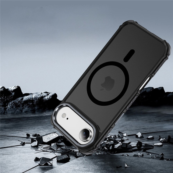 Matné pouzdro pro iPhone Air, pancéřované, pro MagSafe, kouřové s černými boky