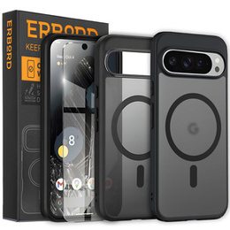 Pouzdro pro Google Pixel 9 Pro, pro MagSafe, ERBORD Matt Case, černý + sklo na displej