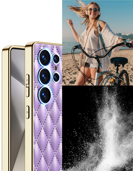 Pouzdro pro Samsung Galaxy S25 Ultra, Leather Rhombus, fialové