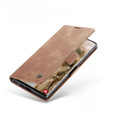 Pouzdro CASEME pro Samsung Galaxy S22 Ultra, Leather Wallet Case, hnědé
