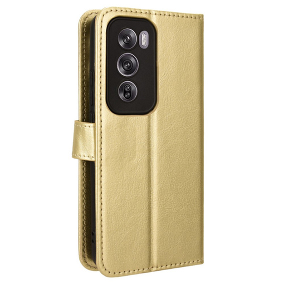 Klopové pouzdro pro Oppo Reno 12 Pro, Crazy Horse Wallet, zlaté