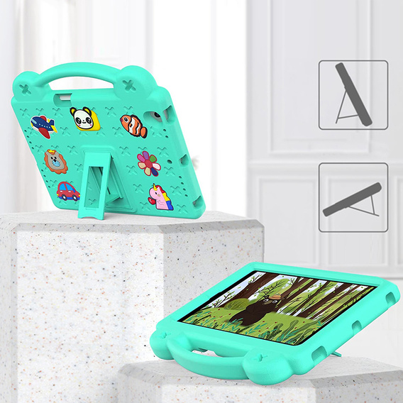 Dětské pouzdro pro Lenovo Tab M10 X505F X605F / Tab P10-X705F/L / Huawei T5 10.1, Cute Patterns, se stojánkem, zelené