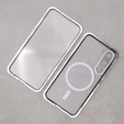 Magnetické pouzdro Dual Glass MagSafe pro Samsung Galaxy S23, stříbrné