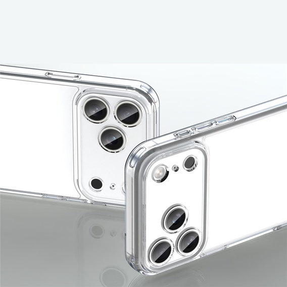 Silikonové pouzdro pro iPhone 17 Pro Max, s tvrdou zadní stranou, průhledné