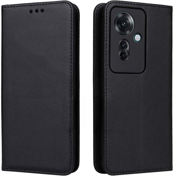 Klopové pouzdro pro Oppo Reno 11F 5G, Smart Magnetic, černé + 9H sklo 