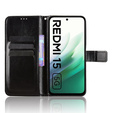 Klopové pouzdro pro Xiaomi Redmi 15 5G / 4G, texturované Crazy Horse, černé