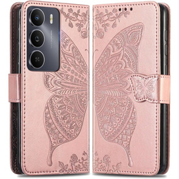 Klopové pouzdro pro Realme 14X / Realme C75, Butterfly, růžové rose gold