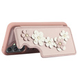 Pouzdro pro Samsung Galaxy A55 5G, Leather Flower Card Slot, růžové