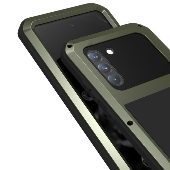 Pouzdro Love Mei pro Samsung Galaxy S21 FE, armored with glass, zelené