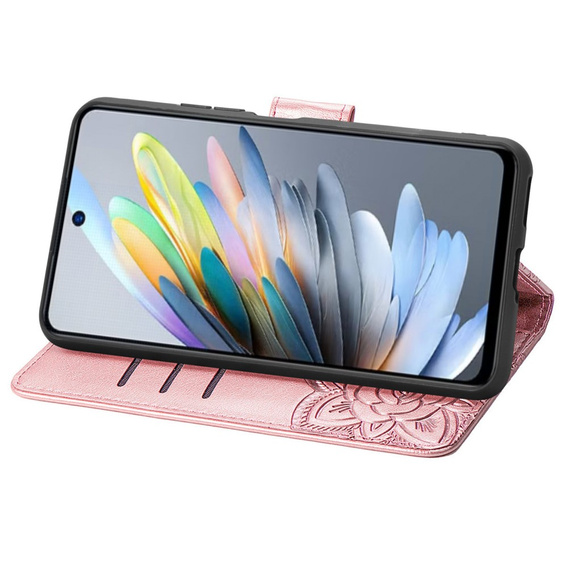 Klopové pouzdro pro Motorola Moto G15 / Motorola Moto G15 Power, Butterfly, růžové rose gold