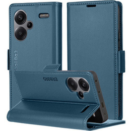 Pouzdro pro Xiaomi Redmi Note 13 Pro+, ERBORD Glossy Litchi, flipová peněženka, modré