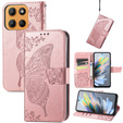 Klopové pouzdro pro Motorola Moto G15 / Motorola Moto G15 Power, Butterfly, růžové rose gold