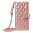 Pouzdro s klopou pro Motorola Edge 50 Neo / Motorola ThinkPhone 25, Rhombus Crossbody Leather, růžové rose gold