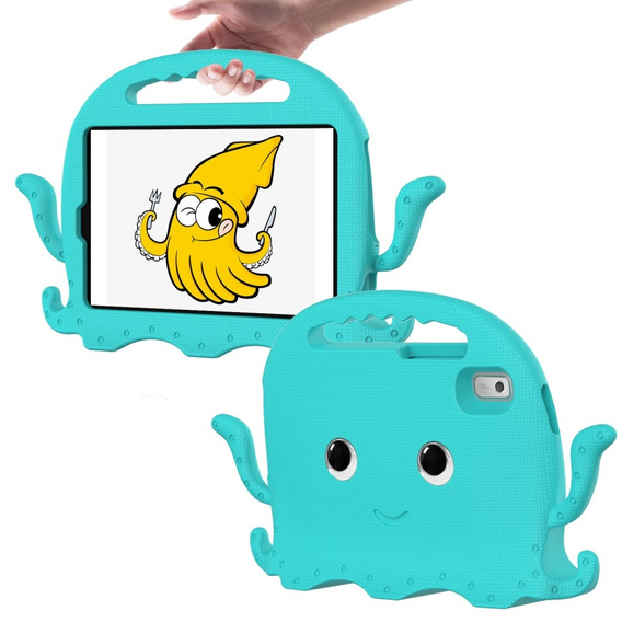 Dětské pouzdro pro Lenovo Tab M9, s rukojetí, chobotnice, zelené