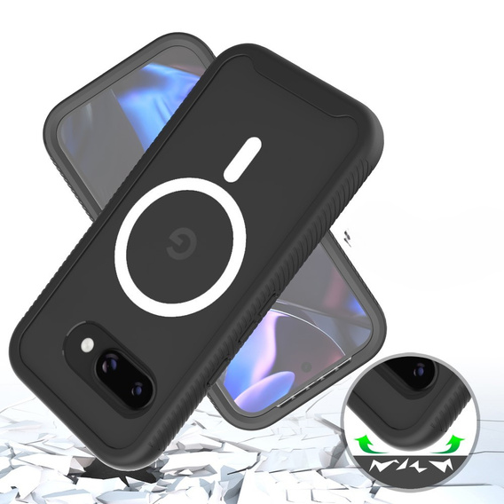 Pouzdro pro Google Pixel 9a, Shockproof, s fólií na displej, pro MagSafe, černé