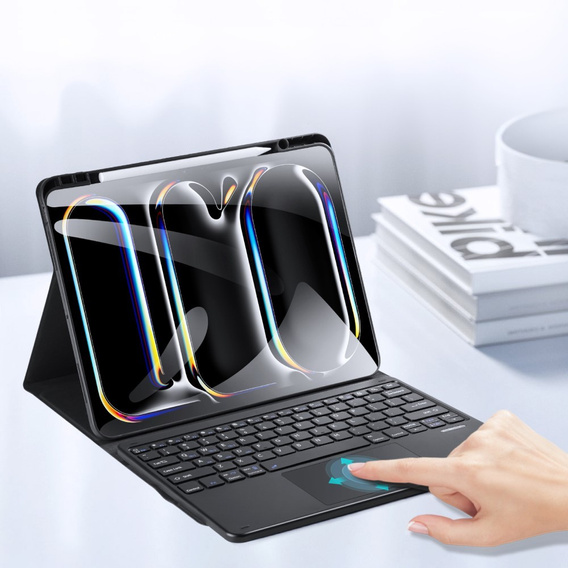 Pouzdro + klávesnice Apple iPad Pro 13" 7 gen. 2024, Dux Ducis TouchPad Leather Pen Slot, černé
