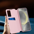 Flipové pouzdro pro Samsung Galaxy S25 Edge, Smart View Wallet, růžové