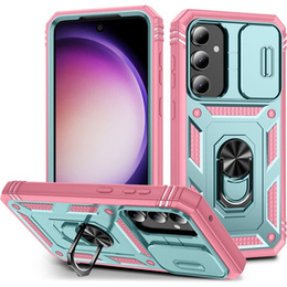 Pouzdro pro Samsung Galaxy S23 FE, CamShield Slide, zelená / růžová