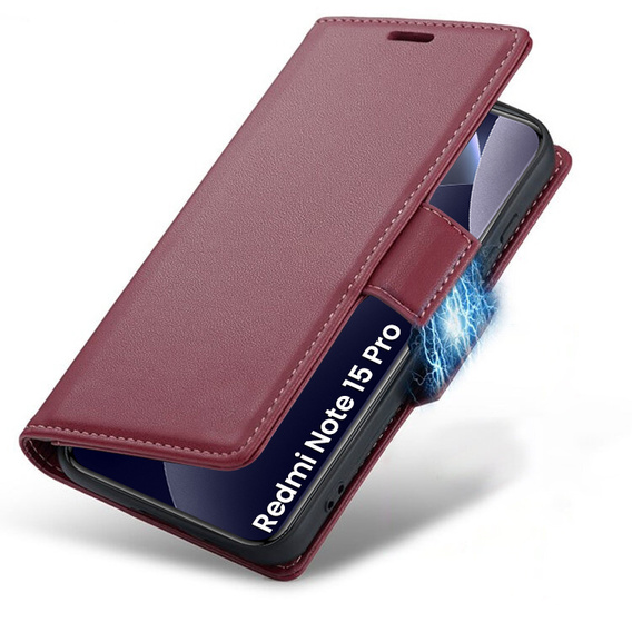 Pouzdro s klopou ERBORD Glossy Litchi pro Xiaomi Redmi Note 15 Pro 4G