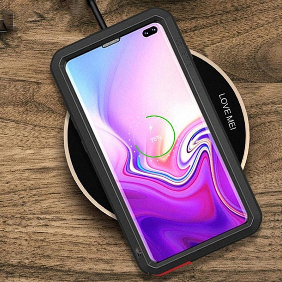 Pouzdro Love Mei pro Samsung Galaxy S10 Plus, armored with glass, černé