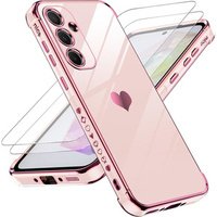 Pouzdro pro Samsung Galaxy A54 5G, Electro heart, růžové rose gold + 2x sklo 9H