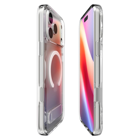 Spigen Ultra Hybrid "S" MagSafe pouzdro pro iPhone 17 Pro, čiré / bílé