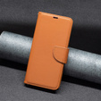 Klopové pouzdro pro Samsung Galaxy A25 5G, Wallet Litchi Leather, hnědé + 9H sklo 