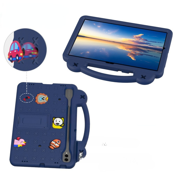 Dětské pouzdro pro Samsung Galaxy Tab S10+ Plus, Cute Patterns, se stojánkem, námořnicky modré