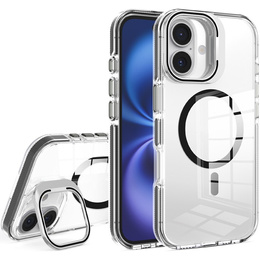 Pouzdro pro iPhone 17, pro MagSafe, se stojánkem, průhledné s černými vložkami