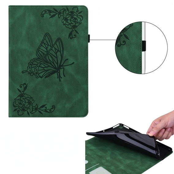 Pouzdro pro Lenovo Tab M9, Butterfly, zelené