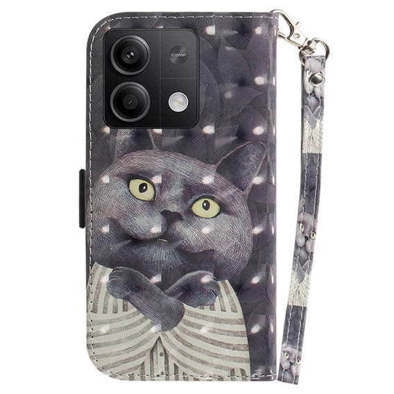 Klopové pouzdro pro Xiaomi Redmi Note 13 5G, Wallet, Cat šedé