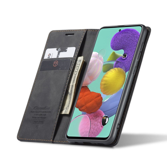 Pouzdro CASEME pro Samsung Galaxy A51, Leather Wallet Case, černé