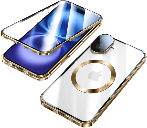Magnetické pouzdro Dual Glass MagSafe pro iPhone 16, zlaté