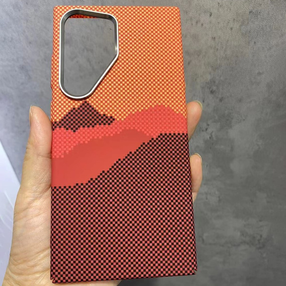 Pouzdro pro Samsung Galaxy S24 Ultra, Carbon Fiber MagSafe, oranžové