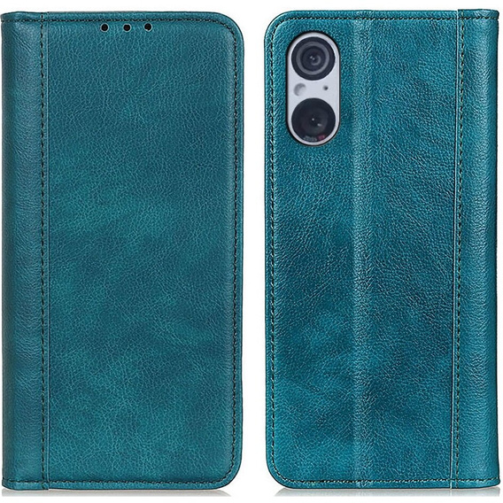 Pouzdro pro Sony Xperia 5 V, Wallet Litchi Leather, zelené