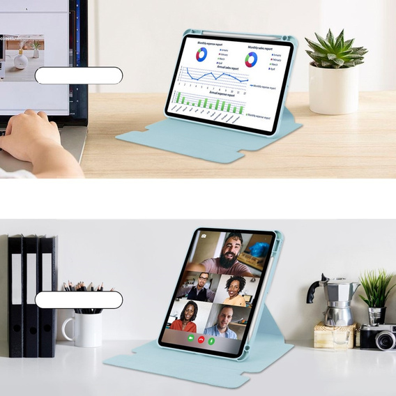 Pouzdro s klávesnicí pro iPad Pro 11" 2024 (5 gen.), Rotary 360° Leather, světle modré