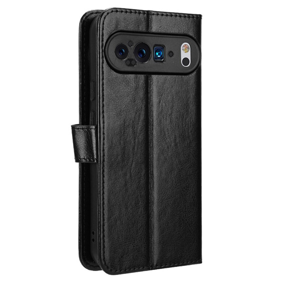 Klopové pouzdro pro Google Pixel 9 Pro XL, Crazy Horse Wallet, černé
