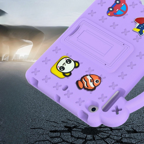 Dětské pouzdro pro iPad mini 7.9" 2019/2015/2014/2013/2012 (5/4/3/2/1 gen.), Cute Patterns, se stojánkem, fialové