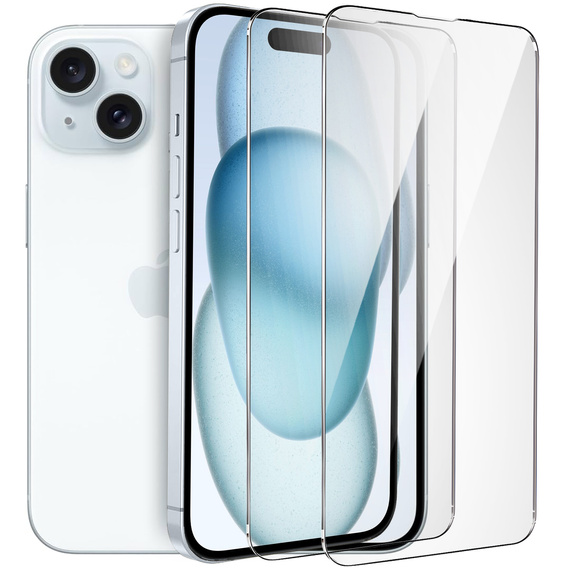 2x tvrzené sklo pro iPhone 15 Plus, ERBORD 9H Hard Glass na displeji