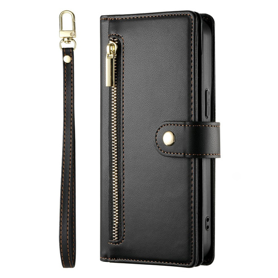 Klopové pouzdro pro Samsung Galaxy A56 5G, Wallet Zipper Pocket, černé