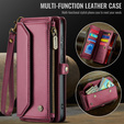 Pouzdro CASEME pro Samsung Galaxy S25 FE, RFID Leather Wallet, s popruhem přes rameno, červené