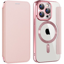 Klopové pouzdro pro iPhone 15 Pro, RFID Wallet MagSafe CamShield, růžové