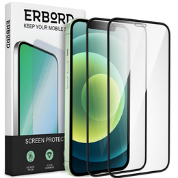 2x tvrzené sklo pro iPhone 12 Mini, ERBORD 3D pro celý displej