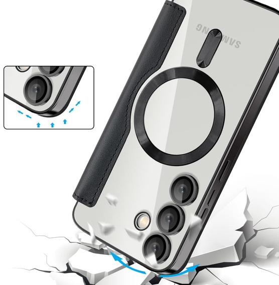 Klopové pouzdro pro Samsung Galaxy S25 FE, RFID Wallet MagSafe CamShield, černé