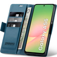 Pouzdro pro Samsung Galaxy A56, ERBORD Glossy Litchi, flipová peněženka, modré