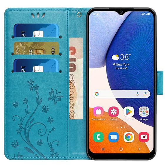 Klopové pouzdro pro Samsung Galaxy A55 5G, Wallet, Butterfly, fialové