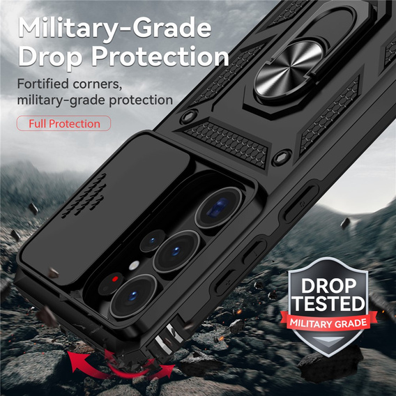 Pancéřové pouzdro s podstavcem a krytem objektivu pro Samsung Galaxy S26 Ultra